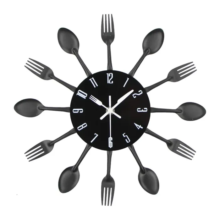 RelojesReloj de pared moderno - con cubiertos de cocina.