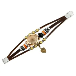 RelojesPulsera de cuero multicapa con reloj.
