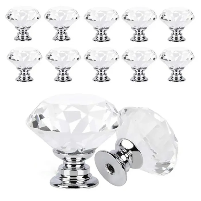 Decorative furniture knob - handle - drawer - wardrobe - crystal diamond - 30mmFurniture