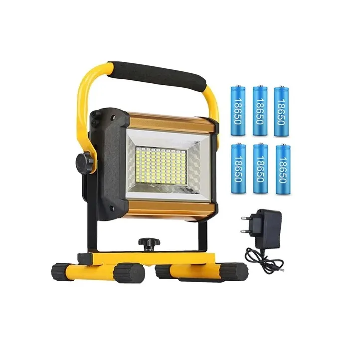 100W Waterproof Flood Light Outdoor Reflector LED External Projector RGB Spotlight Searchlight Rechargeable by 6*18650 Batter...