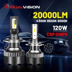 H1Faro LED Dualvision - 20000LM 120W - 4300K 6500K 8000K PTF