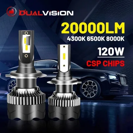 H1Faro LED Dualvision - 20000LM 120W - 4300K 6500K 8000K PTF