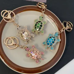 Crystal turtle keychain - pink - white - turquoise - greenKeyrings