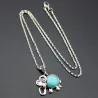 Conjuntos de joyasantiguo juego de joyas de color plata - elefante colgante collar de cuentas azules - gota pendientes declar...