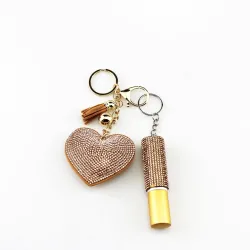 Diamond heart keychain - with fashionable lanyard mini perfume bottlePerfumes