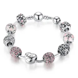PulseraPulsera de lujo con cuentas de cristal - 925 plata esterlina