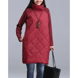 VestidosTurtleneck Loose Patchwork Tunic Winter Dress