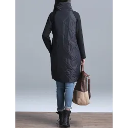 VestidosTurtleneck Loose Patchwork Tunic Winter Dress