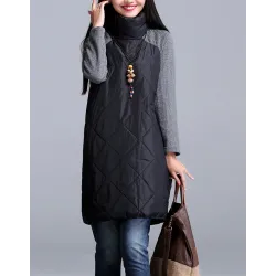 VestidosTurtleneck Loose Patchwork Tunic Winter Dress
