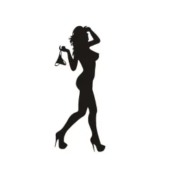 PegatinasMujer sexy en ropa interior pegatina negro / plata