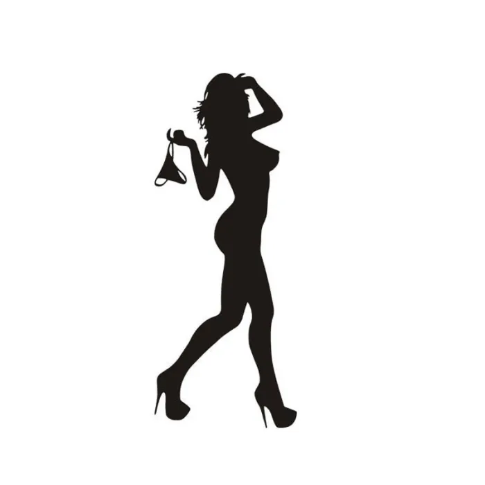 PegatinasMujer sexy en ropa interior pegatina negro / plata