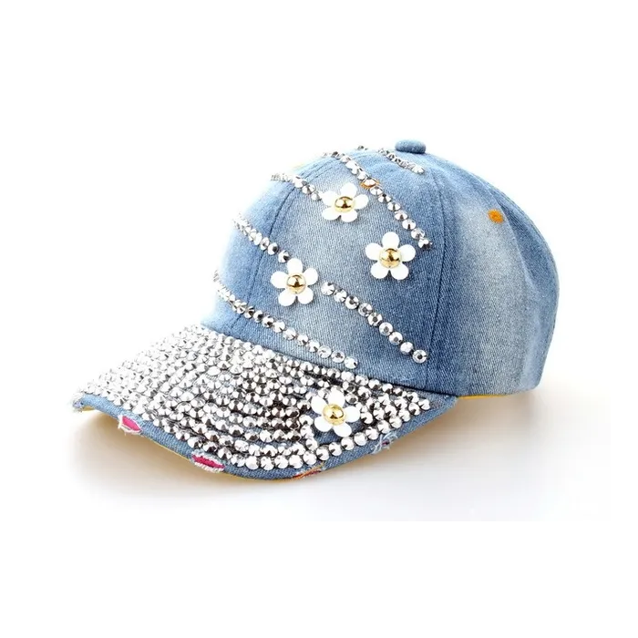 Cotton Jeans Rhinestone Cap Baseball HatHats & Caps