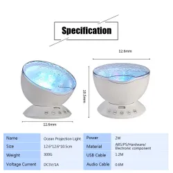 DecoraciónOlas de océano - cielo estrella - luz de noche LED USB - proyector