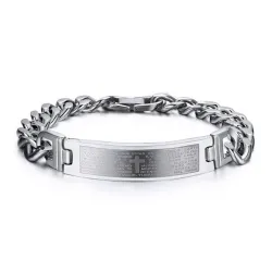 PulserasEspañol Biblia Cruz Pulsera de acero inoxidable