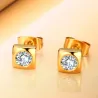 Round crystal stud gold square earringsEarrings