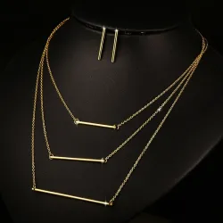 Conjuntos de joyas3 collar de capas  Pendientes Joyería Set