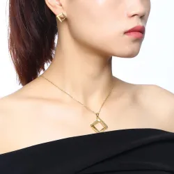 Conjuntos de joyasCollar de forma irregular cuadrado " Pendientes Joyería Set