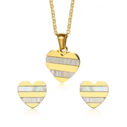 Conjuntos de joyasPendientes de perlas de corazón de oro collar joyería conjunto