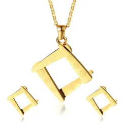 Irregular Square Shape Necklace & Earrings Jewellery SetJewellery Sets