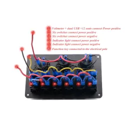 6 Gang 12V switch panel - 5V Dual USB - digital voltmeterSwitches