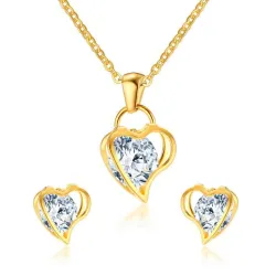 Conjuntos de joyascollar de cristal de corazón  pendientes - conjunto de joyas
