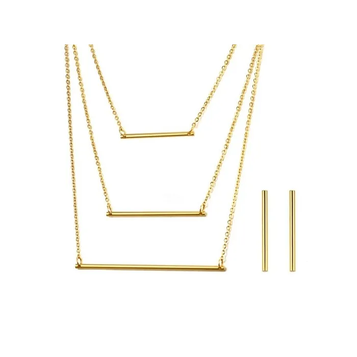Conjuntos de joyas3 collar de capas  Pendientes Joyería Set