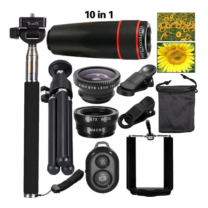 AccesoriosiPhone 8 7 6 5 S Smartphone Kit de lentes de telescopio móvil Tripod 12X