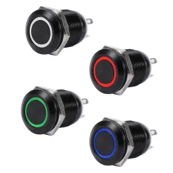 Interruptores2A 12mm universal LED interruptor de pulsación momentánea