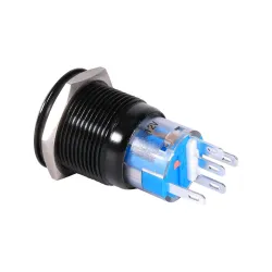 Interruptores19mm 12V LED coche impermeable cierre automático interruptor de botón de bloqueo