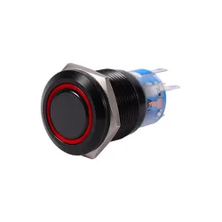 Interruptores19mm 12V LED coche impermeable cierre automático interruptor de botón de bloqueo