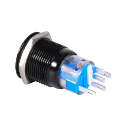 Interruptores19mm 12V LED coche impermeable cierre automático interruptor de botón de bloqueo