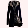 Leopard fleece hooded jacketJackets