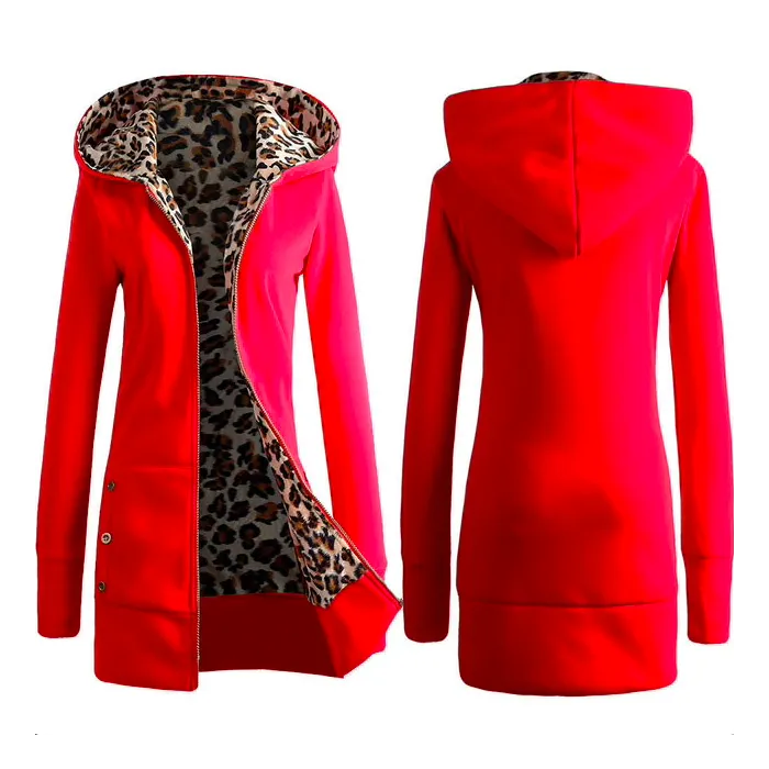 Leopard fleece hooded jacketJackets