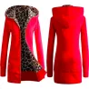 Leopard fleece hooded jacketJackets