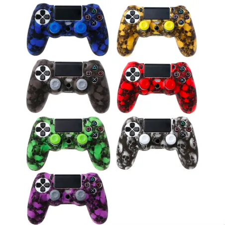 PS4 Pro Slim Controller skull silicone gamepad cover case & 2 joystick capsControllers
