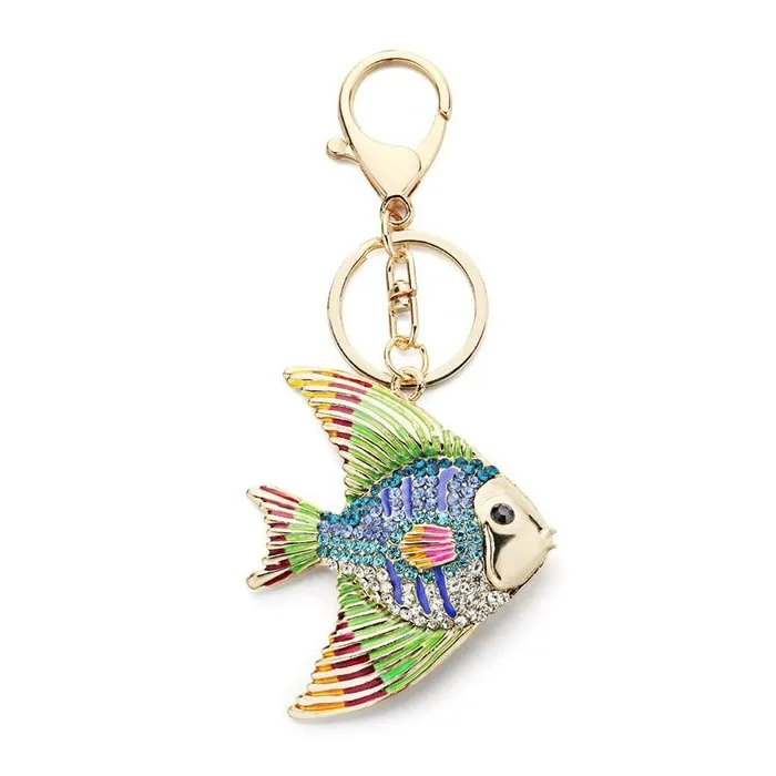 Crystal & enamel fish keyring keychainKeyrings