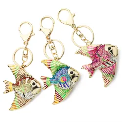 Crystal & enamel fish keyring keychainKeyrings