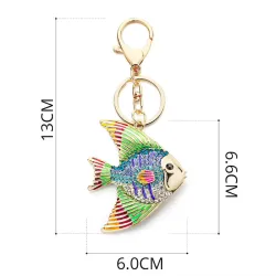 Crystal & enamel fish keyring keychainKeyrings