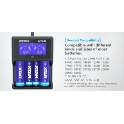 Bateríascargador de batería XTAR VC4 20700 18650 21700 14650 17335 17670 18490 10440 14500 16340 17500 18350 18500 18700 2265...