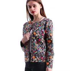 Floral design multicolor elegant short jacketJackets
