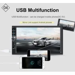 Din 2Radio de coche Bluetooth - DIN 2 - 7'' pantalla táctil LCD - reproductor MP3-MP5 - USB - MirrorLink