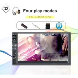 Din 2Radio de coche Bluetooth - DIN 2 - 7'' pantalla táctil LCD - reproductor MP3-MP5 - USB - MirrorLink