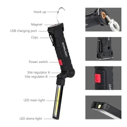 COB LED torch - USB rechargeable - with hanging hookSurvival tools