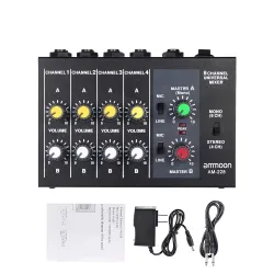 AudioConsola de mezcla AM-228 - ultra-compacto - bajo ruido - 8 canales mezclador de audio con adaptador de potencia