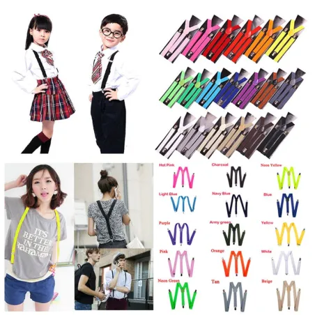 NiñosClip-on Suspenders - Elastic Y-Shape Brazos ajustables - Unisex