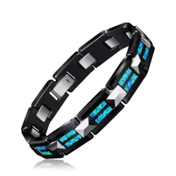 PulserasNatural opal tungsteno - acero negro pulsera de cerámica