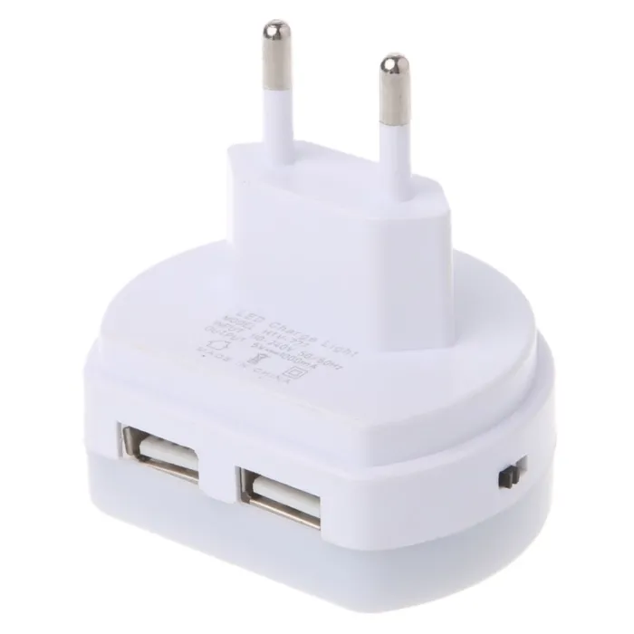 CargadoresLED doble cargador USB con luz sensor