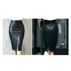 Elegant leather midi skirtDresses