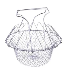 CocinaCargador plegable - cesta de cocción de malla de acero inoxidable