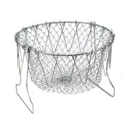 CocinaCargador plegable - cesta de cocción de malla de acero inoxidable